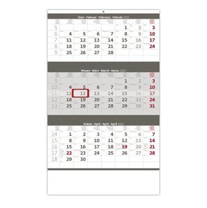 Kalendář nástěnný 2019 - Tříměsíční šedý