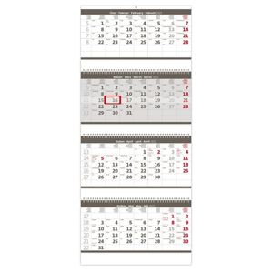 Kalendář nástěnný 2021 - Čtyřměsíční skládaný šedý