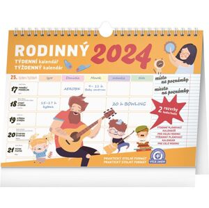 Týdenní rodinný plánovací kalendář 2024 s háčkem, 30 × 21 cm