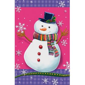 Stil Vánoční sáček s křížovým dnem 24,5 × 38 cm - Sněhulák, růžová s vločkami