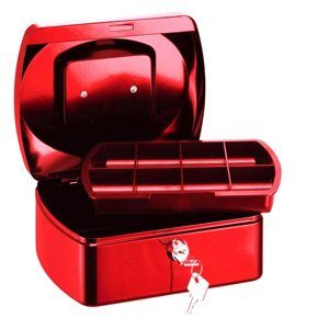 RON Kovová pokladna 15,5x12x8 cm - červená
