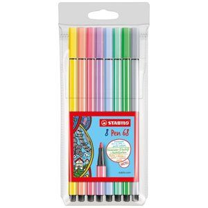 STABILO Pen 68 Vláknový fix - sada 8 pastelových barev