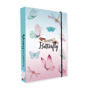 Desky na sešity s boxem A5 - Rainbow Butterfly / Motýl