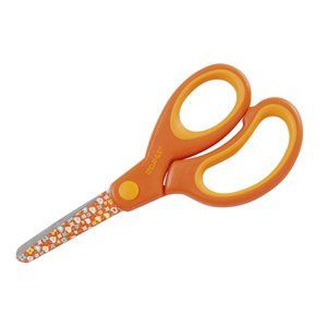 DAHLE Dětské nůžky s kulatou špičkou 13 cm, asymetrické - oranžové (srdce)