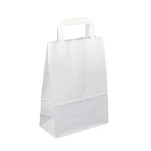 Papírová taška s plochým uchem 28 × 17 × 27 cm, 80 g - bílá
