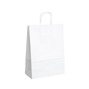 Papírová taška s krouceným uchem 28 × 17 × 27 cm, 80 g - bílá