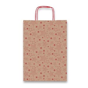 Vánoční dárková taška Kraft Stelline 36 × 12 × 41 cm - červená