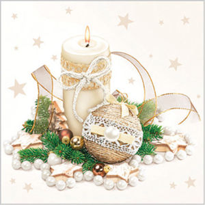 Stil Ubrousky 33 x 33 Vánoce - bílé se svíčkou