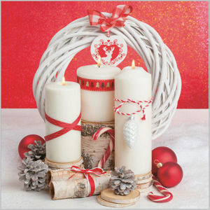 Stil Ubrousky 33 x 33 Vánoce - červenobílé se svíčkami