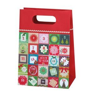 Vánoční dárková taška 19,5 × 28 × 10 cm - Adventní kalendář