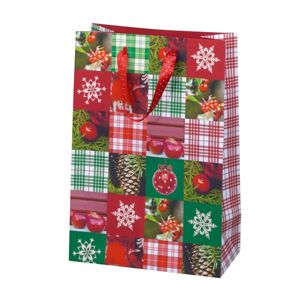 Vánoční dárková taška 19,5 × 28 × 10 cm - Švýcarská chata
