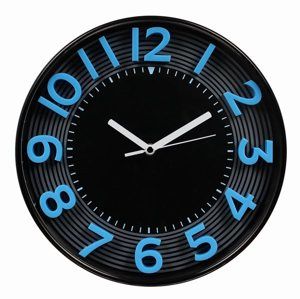 Nástěnné analogové hodiny 3D 30 cm - černomodrá