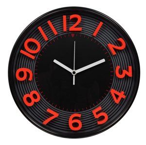 Nástěnné analogové hodiny 3D 30 cm - černočervená