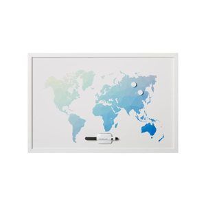 Victoria Magnetická tabule bílá s rámem, 60 × 40 cm, "World map"