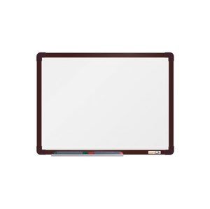 BoardOK Bílá magnetická tabule s emailovým povrchem 60 × 45 cm, hnědý rám