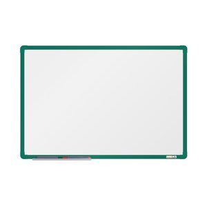 boardOK Bílá magnetická tabule s keramickým povrchem 60 × 90 cm, zelený rám