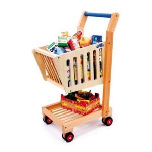 Dětský dřevěný nákupní vozík