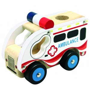 Dřevěné auto Ambulance