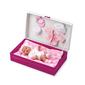 Panenka miminko vonící 26cm pevné tělo s doplňky v krabici