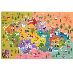 Vzdělávací puzzle mapa České republiky 44 dílků 60x40cm