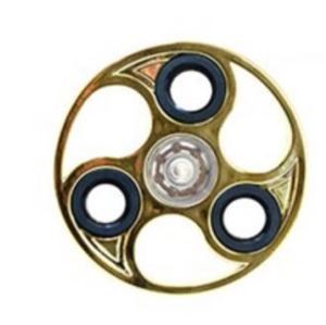 Fidget Spinner zlatý v atraktivním tvaru, chrom, kvalitní kovový v PVC boxu