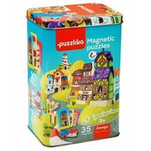 Magnetické domečky - magnetická hra 35 dílků a 10 předloh