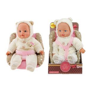 Panenka miminko v zimním oblečku měkké tělo v sedačce 30cm