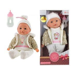 Panenka miminko v zimním oblečku měkké tělo s lahvičkou 30cm