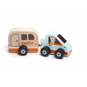 Auto s karavanem - dřevěná hračka s magnetem 2 díly
