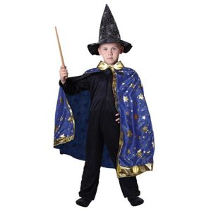 Dětský kouzelnický modrý plášť s hvězdami Čaroděj/ Halloween