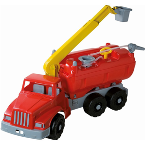 Androni Giant Trucks hasičký vůz s plošinou a funkční stříkačkou - délka 74 cm, nosnost 100 kg