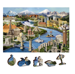 Dřevěné puzzle Světové památky 2 v 1, 150 dílků EKO