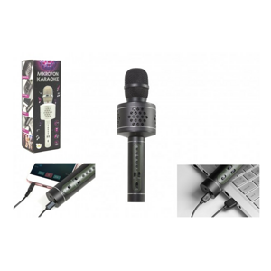 Mikrofon Karaoke - Bluetooth černý na baterie s USB kabelem