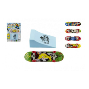 Skateboard prstový s rampou plast 10 cm, mix barev