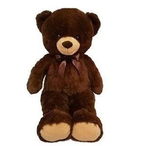 Medvěd plyšový tmavě hnědý s mašlí, 90 cm