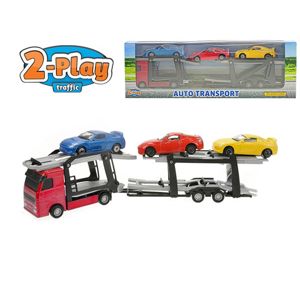 Přepravník aut kov 2-Play 26cm 1:60 + 3 auta