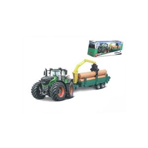 Bburago Fendt 1000 Vario traktor 13 cm na setrvačník se dřevem 