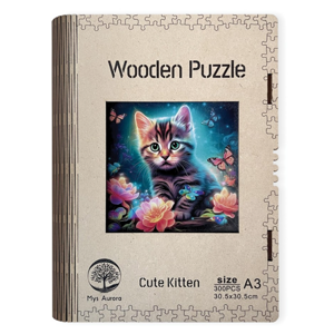 Dřevěné puzzle WOODEN kotě - 300 dílků