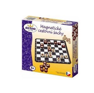 Magnetické cestovní šachy dřevo společenská hra v krabici 20x20x4cm