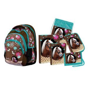 Školní set Sweet Horse Junior (batoh + penál + sáček + peněženka + boxy na sešity A4 a A5)
