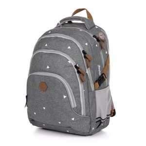 Školní batoh OXY SCOOLER - Grey triangles
