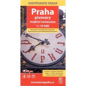 Praha - pivovary, tradiční restaurace - plán Kartografie Praha 1:10 000
