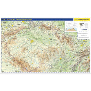 Česká republika - nástěnná fyzická mapa 1:500 tis./99x62,5 cm - neuveden