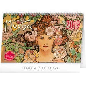 Kalendář stolní 2019  - Alfons Mucha, 23,1 x 14,5 cm - neuveden
