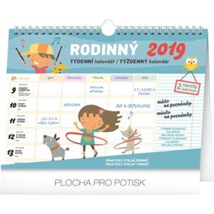 Týdenní rodinný plánovací kalendář 2019 s háčkem, 30 x 21 cm - neuveden