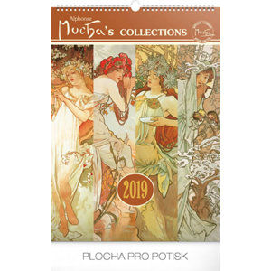 Kalendář nástěnný 2019 - Alfons Mucha, 33 x 46 cm - neuveden
