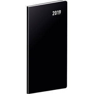 Diář 2019 - Černý - kapesní, plánovací měsíční, 8 x 18 cm - neuveden