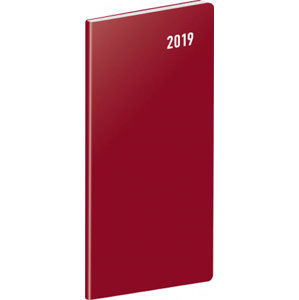 Diář 2019 - Vínový - kapesní, plánovací měsíční, 8 x 18 cm - neuveden