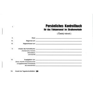 Persnliches Kontrollbuch für das Fahrpersonal im Strabenverkehr